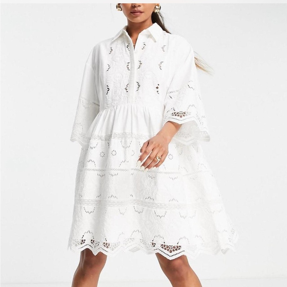 ASOS White Eyelet Midi Dress